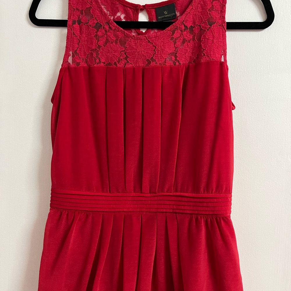 Worthington Vibrant Red Lace Top
